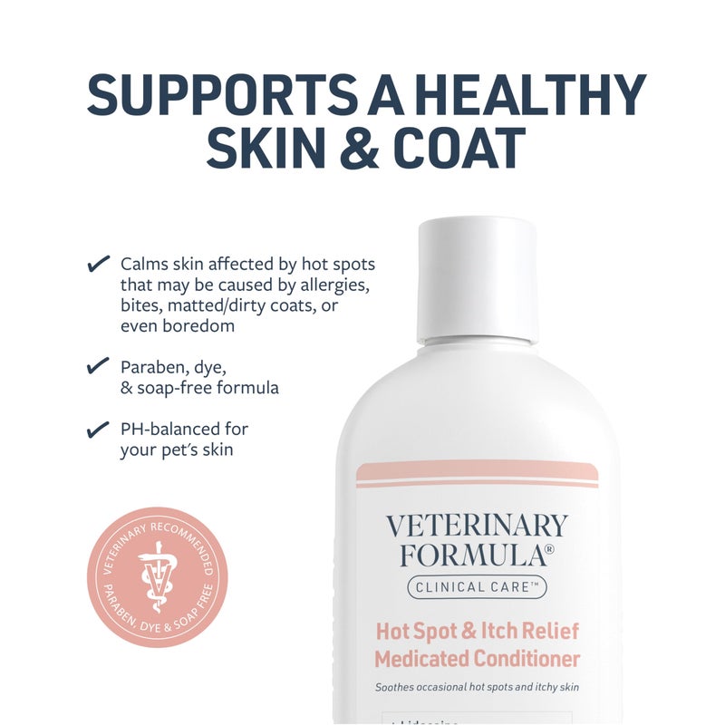 Veterinary Formula Clinical Care Hot Spot & Itch Relief Cat & Dog Medicated Conditioner, 16 oz â€“ Oatmeal Conditions Skin for a Lustrous Coat, Formulated to Help Alleviate Itchy Skin - Image 2